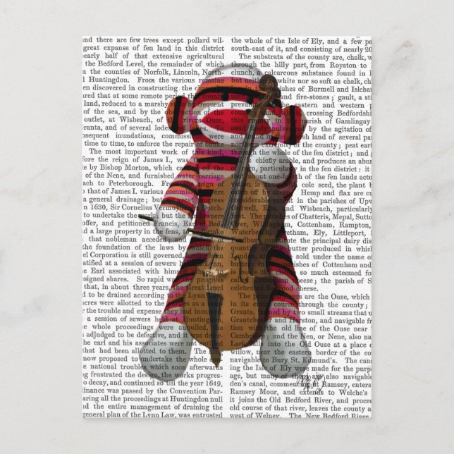 Sock Monkey und Cello Postkarte (Vorderseite)