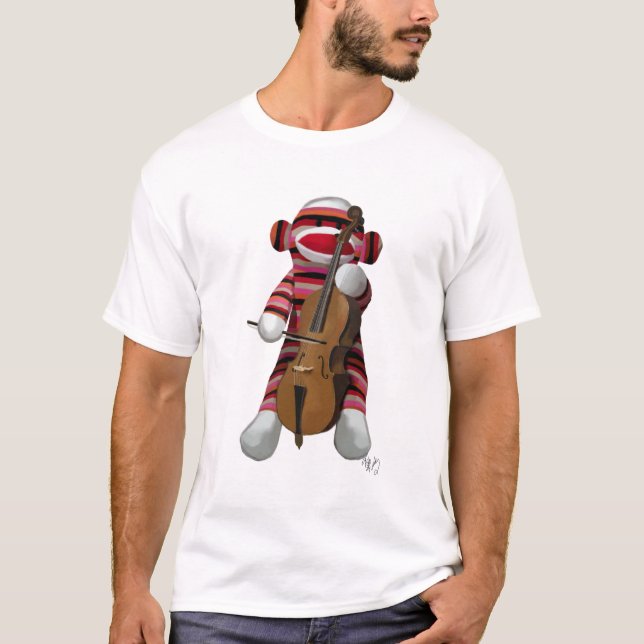 Sock Monkey und Cello T-Shirt (Vorderseite)