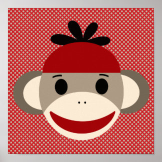Sock Monkey und Polka Dot Art Poster