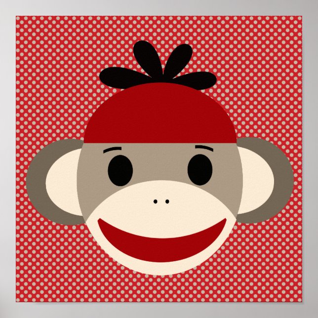 Sock Monkey und Polka Dot Art Poster (Vorne)