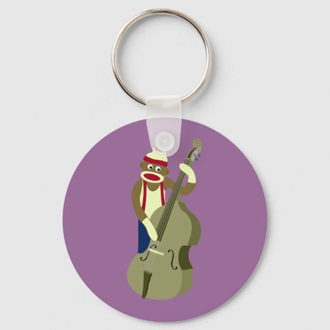Sock Monkey Upright Bass Player Schlüsselanhänger (Vorderseite)