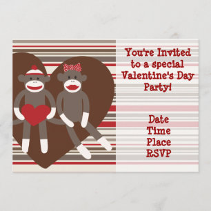 Sock Monkey Valentinstag-Party-Einladungen Einladung