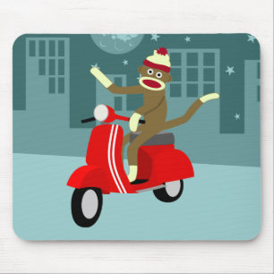 Sock Monkey Vespa Roller Mousepad