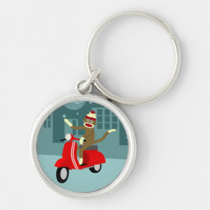 Sock Monkey Vespa Roller Schlüsselanhänger