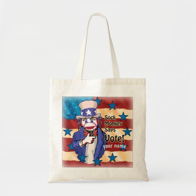 Sock Monkey Vote Tragetasche (Vorne)