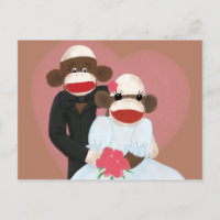 Sock Monkey Wedding (Bowty & Violet) Postkarte