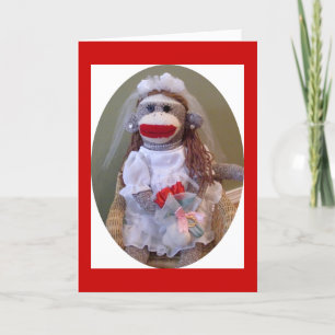 Sock Monkey Wedding Bridge Card Karte