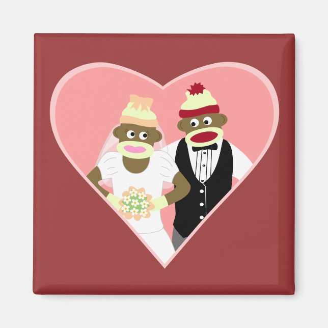 Sock Monkey Wedding Magnet (Vorne)