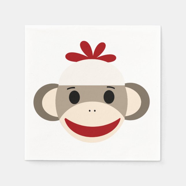 Sock Monkey Weißbuch Napkins Serviette (Vorderseite)