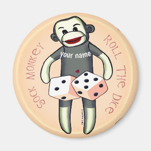 Sock Monkey Würfel Magnet