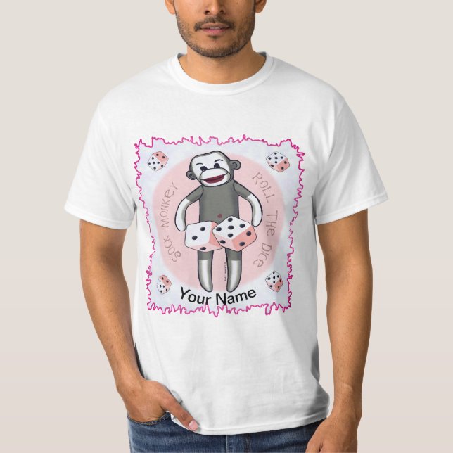 Sock Monkey Würfel T-Shirt (Vorderseite)