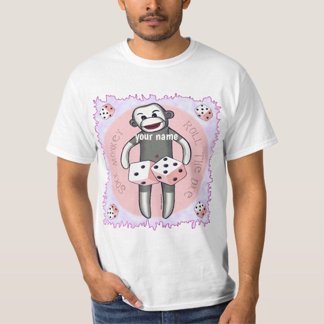 Sock Monkey Würfel  T-Shirt (Vorderseite)