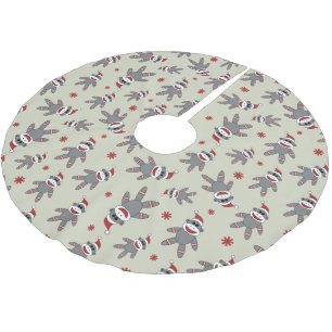 Sockaffe mit Weihnachtsmannmütze Muster Weihnachte Polyester Weihnachtsbaumdecke