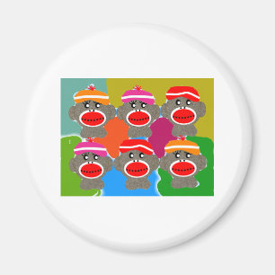 Socke Monkeys Pop-Kunst--Kunst-Geschenke Magnet
