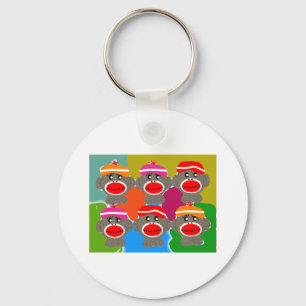 Socke Monkeys Pop-Kunst-Kunst-Geschenke Schlüsselanhänger