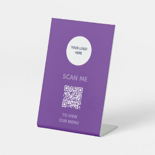 Sockel-Schild – QR-Menüanzeige lila Sockelschild