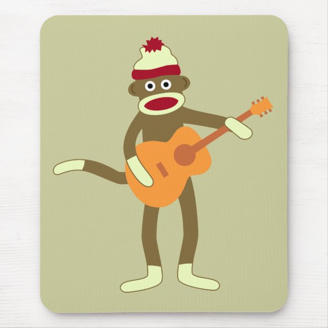 Socken-Affe-Akustikgitarre Mousepad (Vorne)