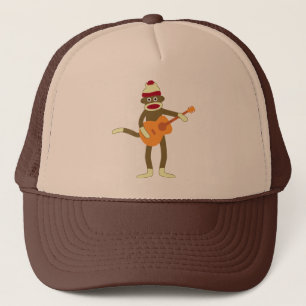 Socken-Affe-Akustikgitarre Truckerkappe