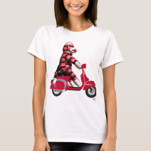 Socken-Affe auf rotem Moped T-Shirt