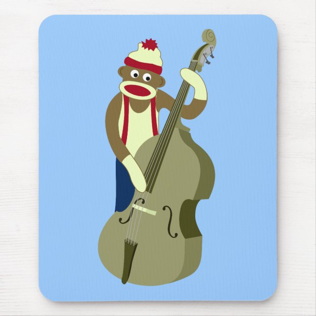 Socken-Affe-aufrechter Bass-Spieler Mousepad (Vorne)