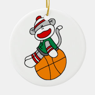 Socken-Affe-Basketball-T - Shirts und Geschenke Keramik Ornament