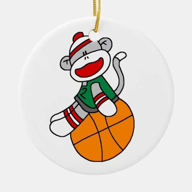 Socken-Affe-Basketball-T - Shirts und Geschenke Keramik Ornament (Vorne)