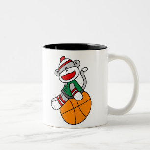 SOCKEN-AFFE-BASKETBALL ZWEIFARBIGE TASSE