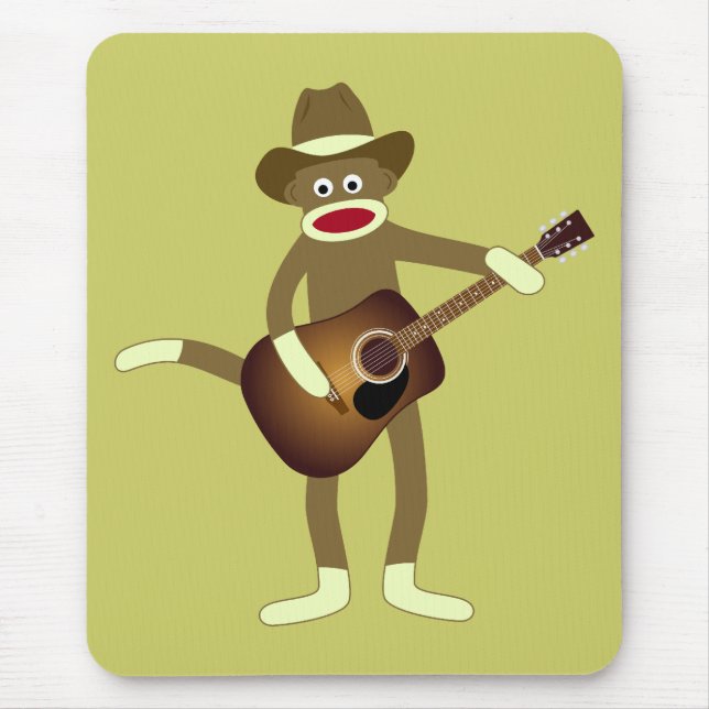 Socken-Affe-Countrymusik Mousepad (Vorne)