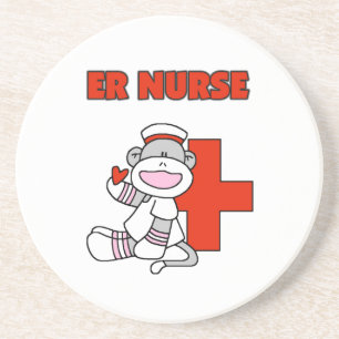 Socken-Affe ER-Krankenschwester-T-Shirts und Gesch Sandstein Untersetzer