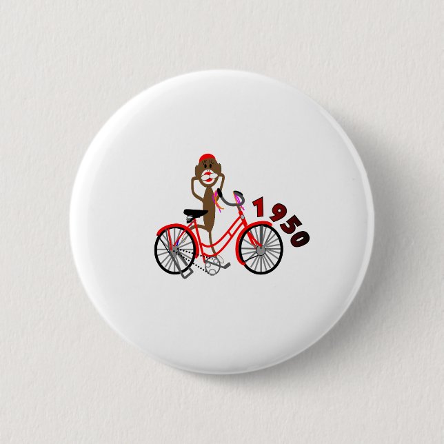 Socken-Affe% Fünfzigerjahre Button (Vorderseite)