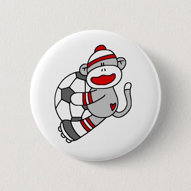 Socken-Affe-Fußball Button (Vorderseite)