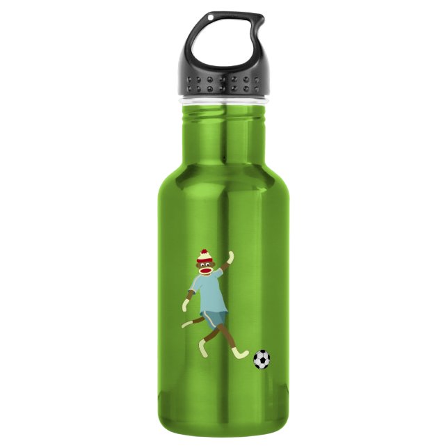 Socken-Affe-Fußball-Spieler Trinkflasche (Vorderseite)