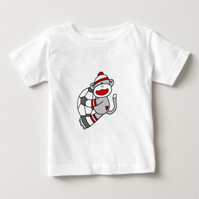 Socken-Affe-Fußball-T-Shirts und Geschenke Baby T-shirt (Vorderseite)