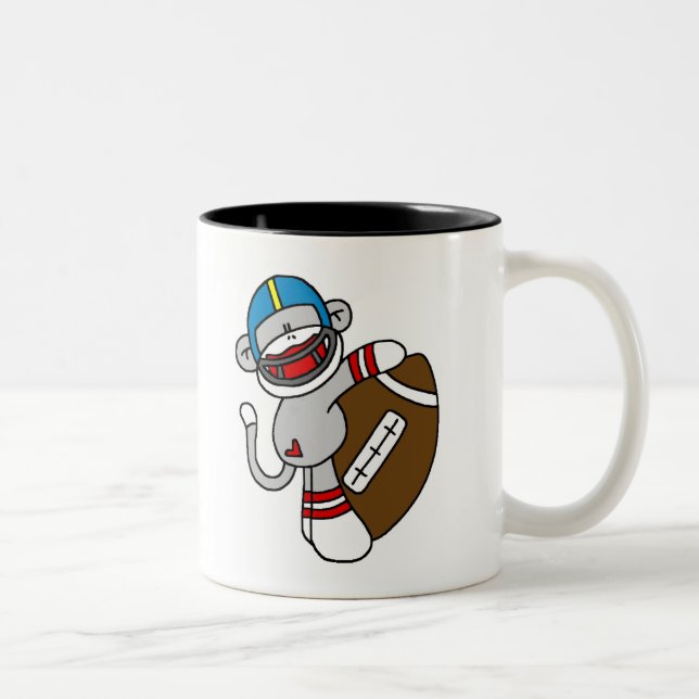Socken-Affe-Fußball Zweifarbige Tasse (Rechts)