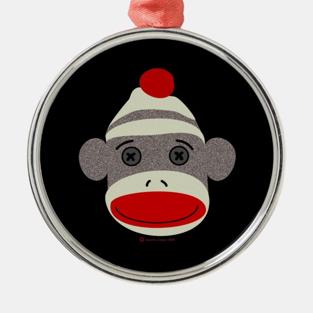 Socken-Affe-Gesicht Ornament Aus Metall (Vorne)