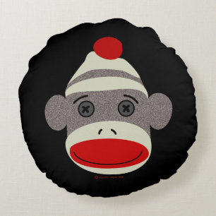 Socken-Affe-Gesicht Rundes Kissen
