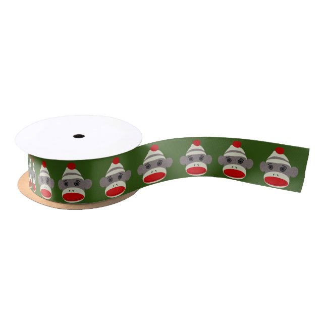 Socken-Affe-Gesicht Satinband (Spule)