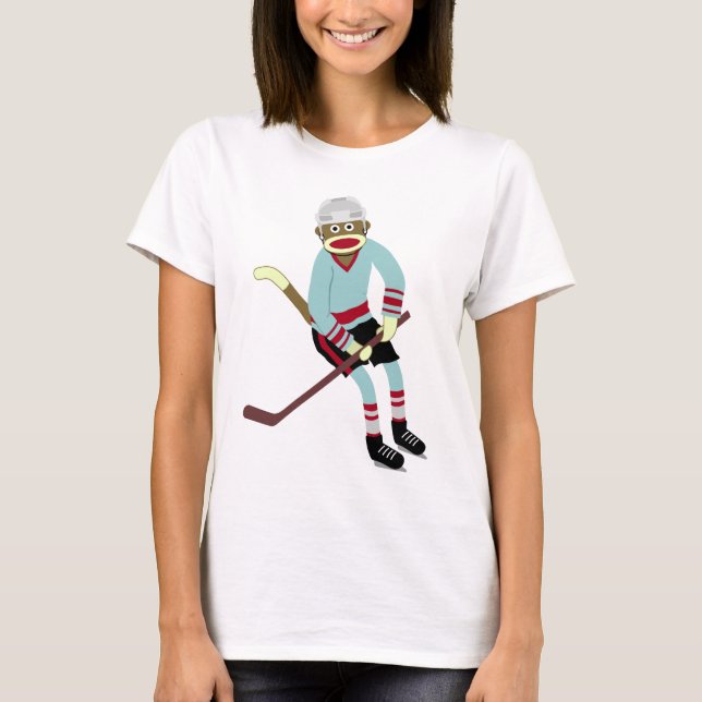 Socken-Affe-Hockey-Spieler T-Shirt (Vorderseite)