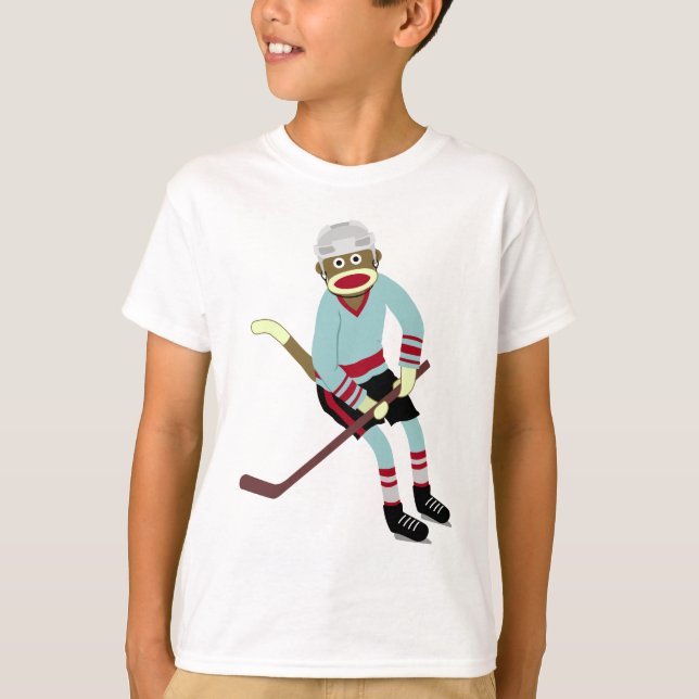 Socken-Affe-Hockey-Spieler T-Shirt (Vorderseite)