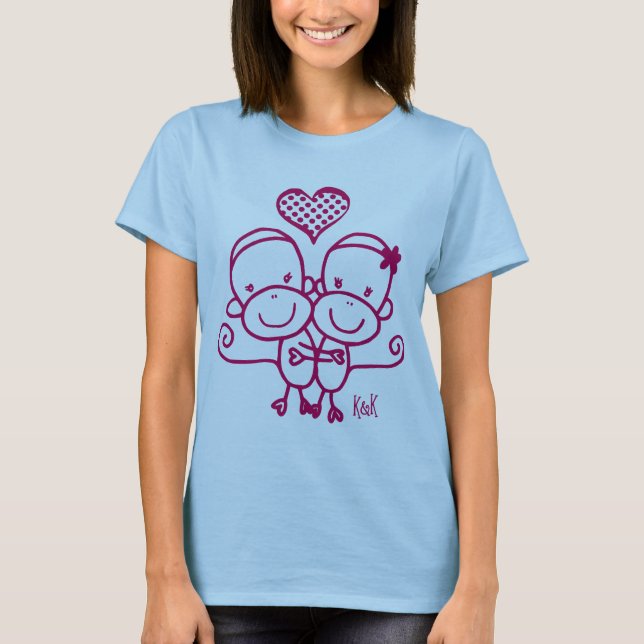 Socken-Affe Hugz T - Shirt ~ Kirschrosa (Vorderseite)