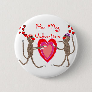 Socken-Affe "ist mein Valentine-" niedliche Button
