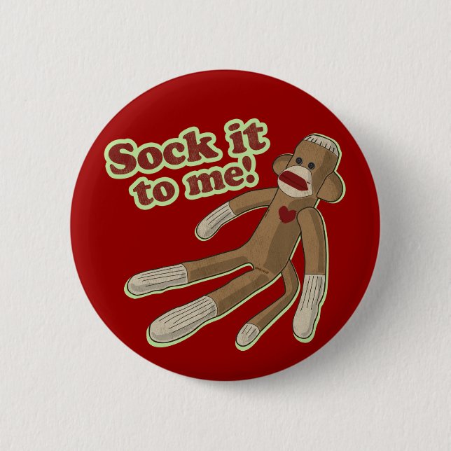 Socken-Affe-Knopf Button (Vorderseite)