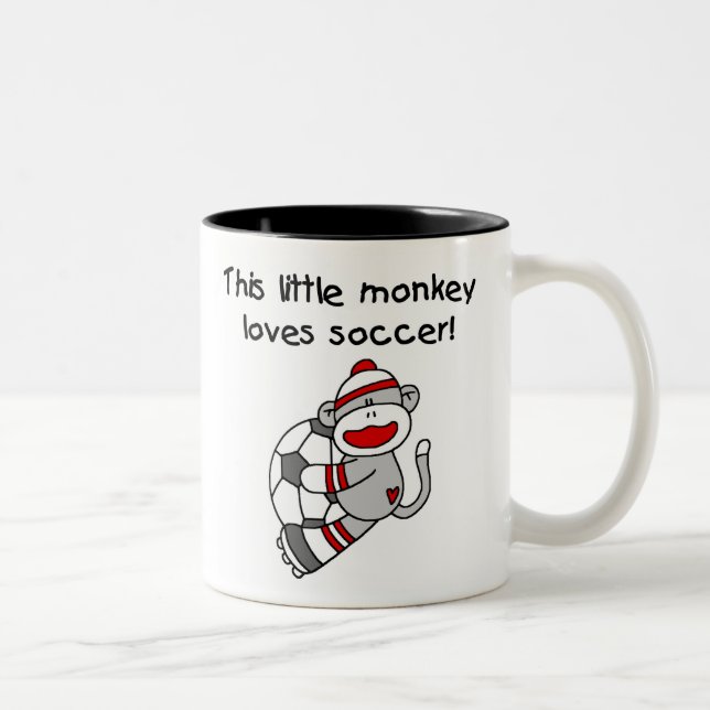 Socken-Affe-Liebe-Fußball Zweifarbige Tasse (Rechts)