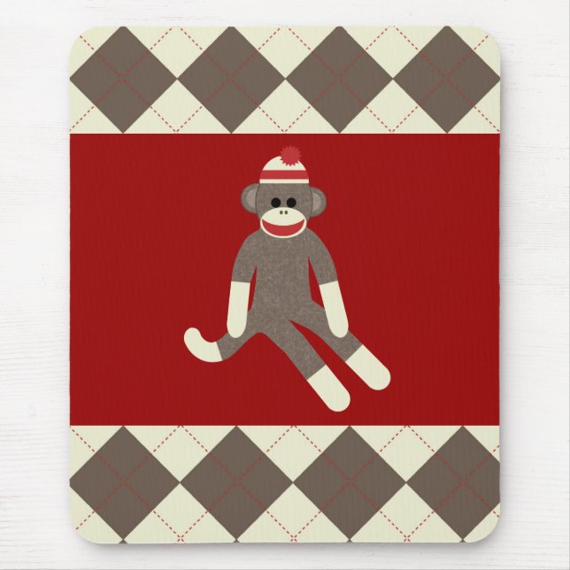 Socken-Affe-Mausunterlage Mousepad (Vorne)