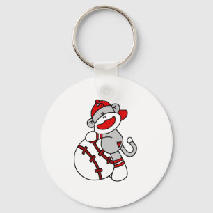 Socken-Affe mit Baseball-T-Shirts und Geschenken Schlüsselanhänger