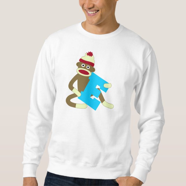 Socken-Affe-Monogramm-Junge E Sweatshirt (Vorderseite)