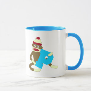 Socken-Affe-Monogramm-Junge P Tasse