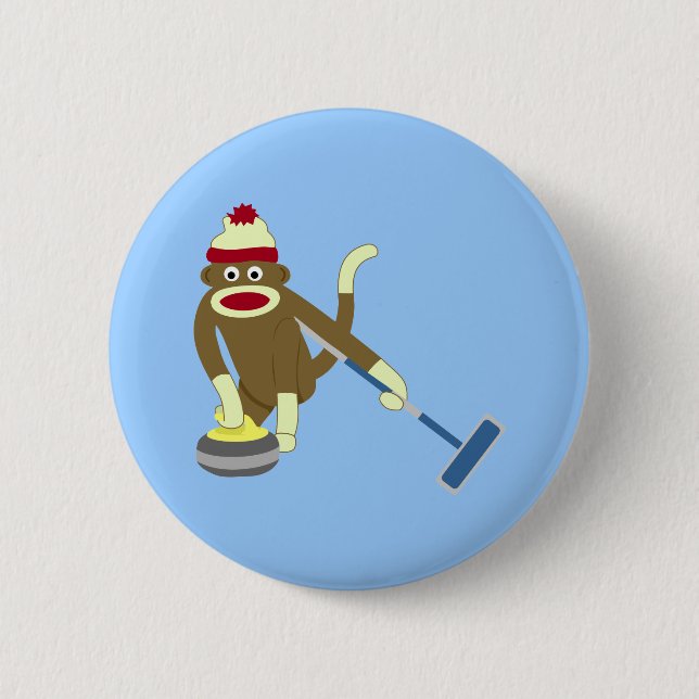 Socken-Affe-olympisches Winden Button (Vorderseite)