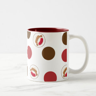 Socken-Affe-Polka-Punkt-Tasse (Red&Brown) Zweifarbige Tasse