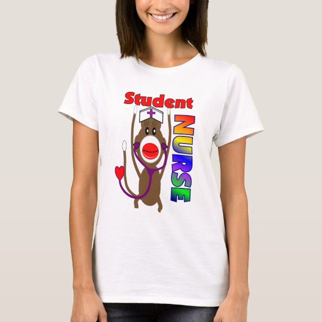Socken-Affe-Schwesternschülerin T-Shirt (Vorderseite)